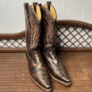 Corral Brown/Bronze Snip Toe Cowgirl 13Inch Heeled Boots Size 8.5M